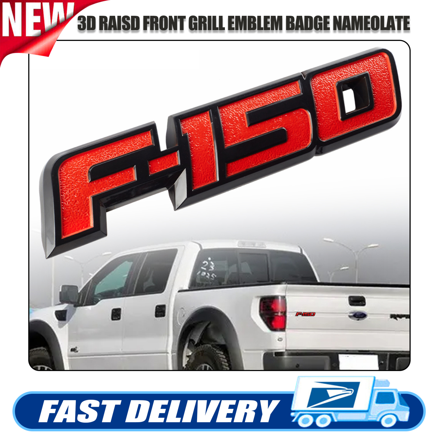 Tailgate Emblem Fit for F-150 2009-2022 Rear Trunk Badge Adhesive All Black Logo