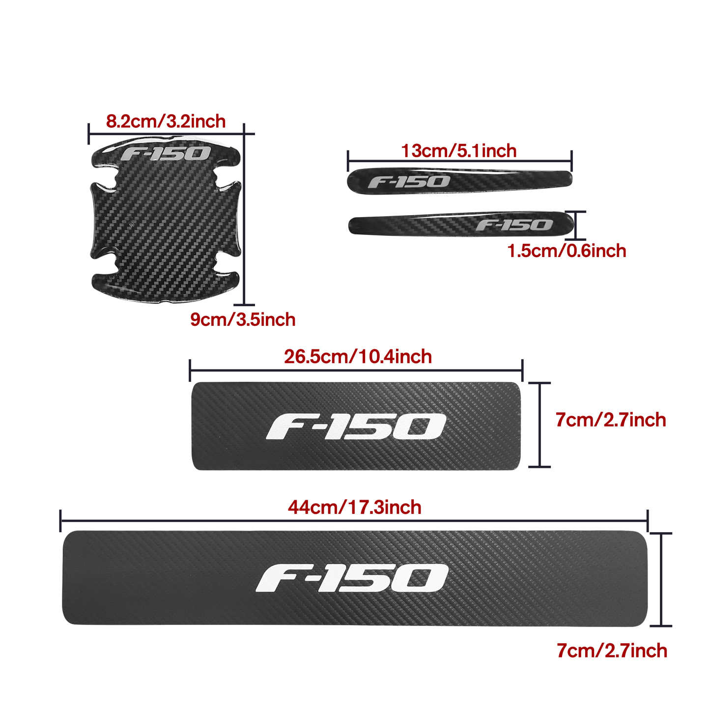 Ford F-150 Black White Door Sill Scuff Covers Protector & Door Cup Handle Stickers 12PCS SET