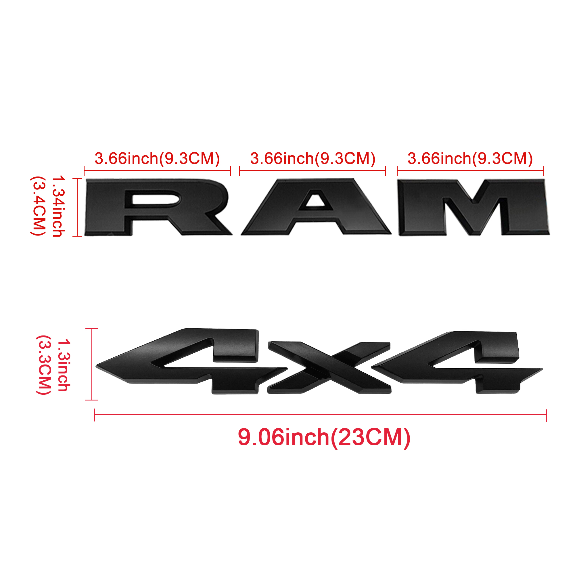 Dodge Ram 1500 2019-2023 Emblem Side Door / Front Grille / Rear Tailgate Rams Head / 4x4 Badge Nameplate Matte Black 68298470AA, 68276327AA