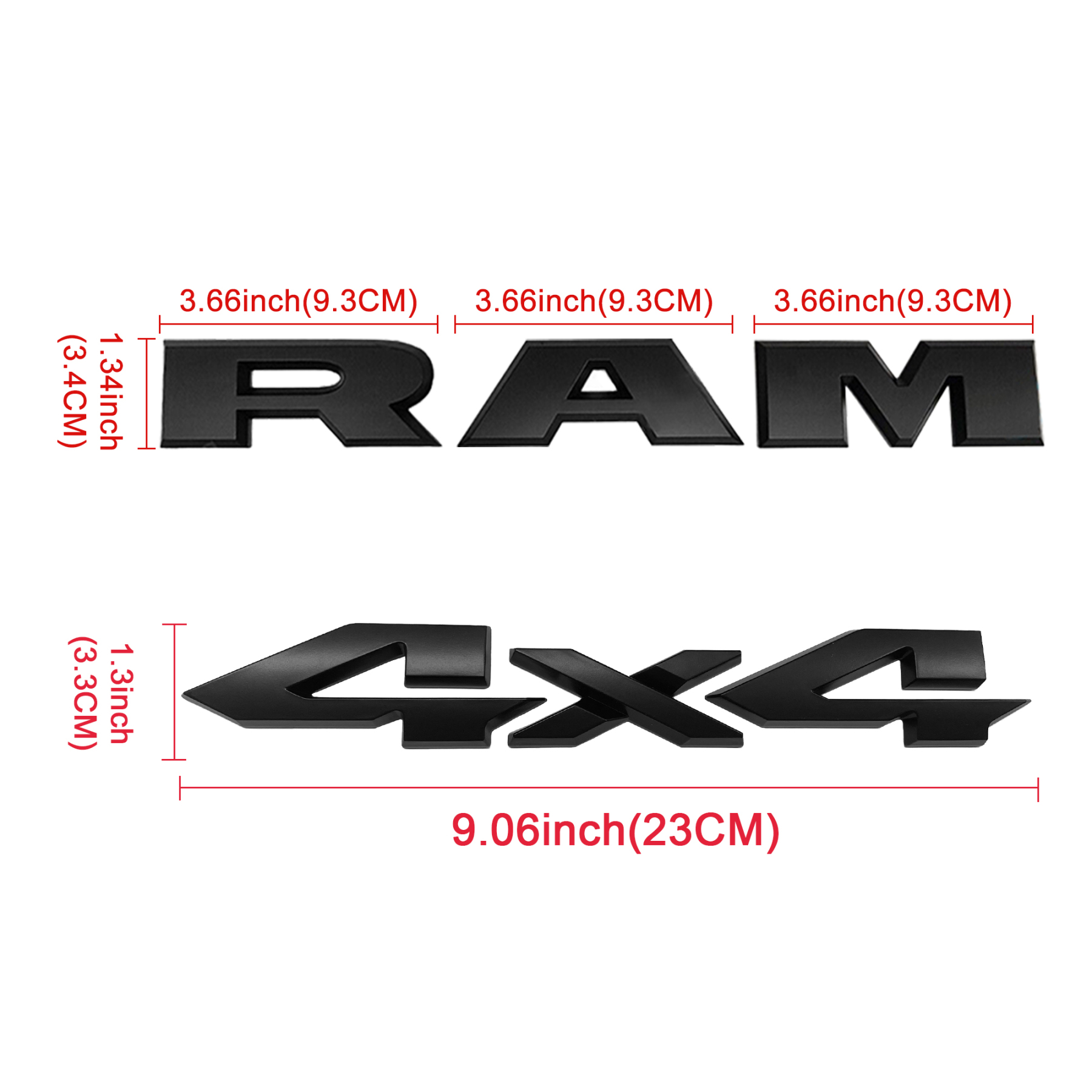 Dodge Ram 1500 2019-2023 Emblem Side Door / Front Grille / Rear Tailgate Rams Head / 4x4 Badge Nameplate Matte Black 68298470AA, 68276327AA