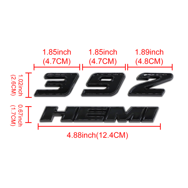Dodge SRT Charger Challenger Durango 392 Hemi Emblems Side Fender Nameplate Badge 3D Stickers Decals Black Gloss Black 2PCS