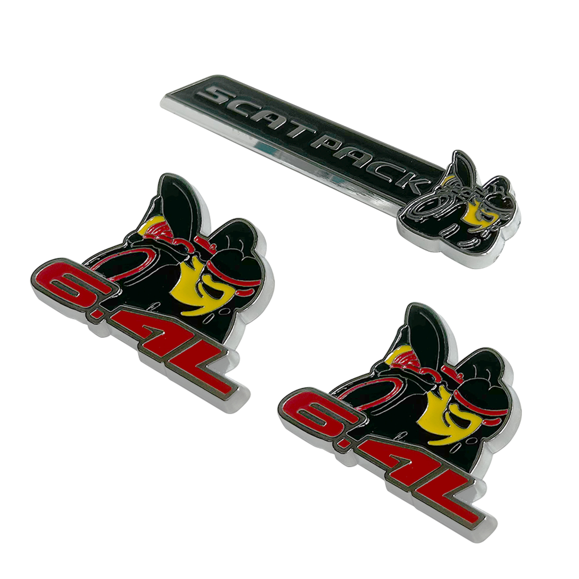 Dodge Charger Challenger 6.4L Super SCAT PACK Bee Emblems Side Fender Nameplates Badges 3D Sticker Decal 3PCS SET