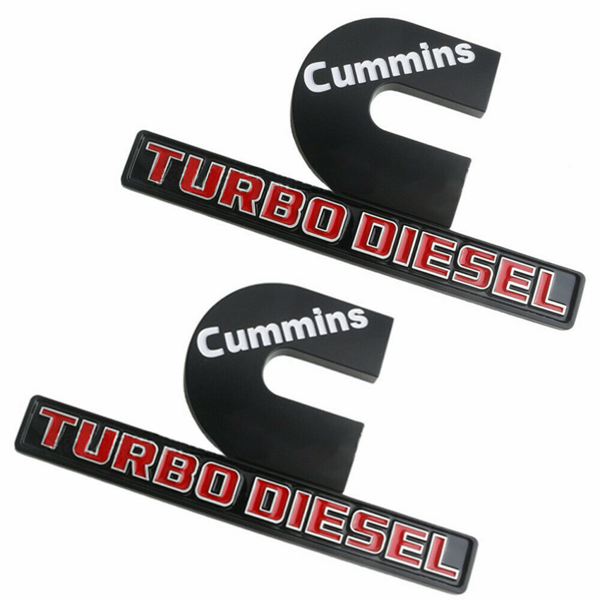 Dodge RAM 2500 3500 Side Fender Cummins Turbo Diesel Emblems Badges Left & Right Nameplates Matte Black Red 2PCS SET
