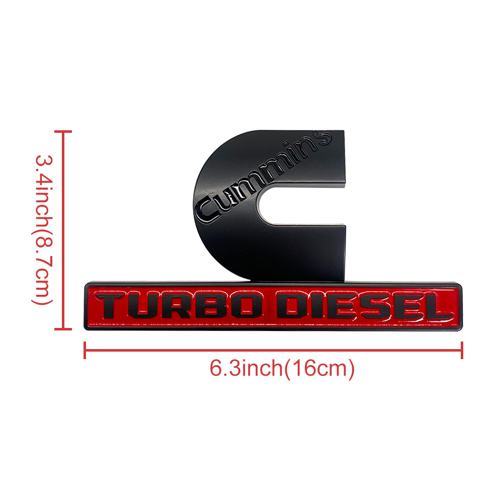 Dodge RAM 2500 3500 Side Fender Cummins Turbo Diesel Emblems Badges Left & Right Nameplates Black Red SET OF 2