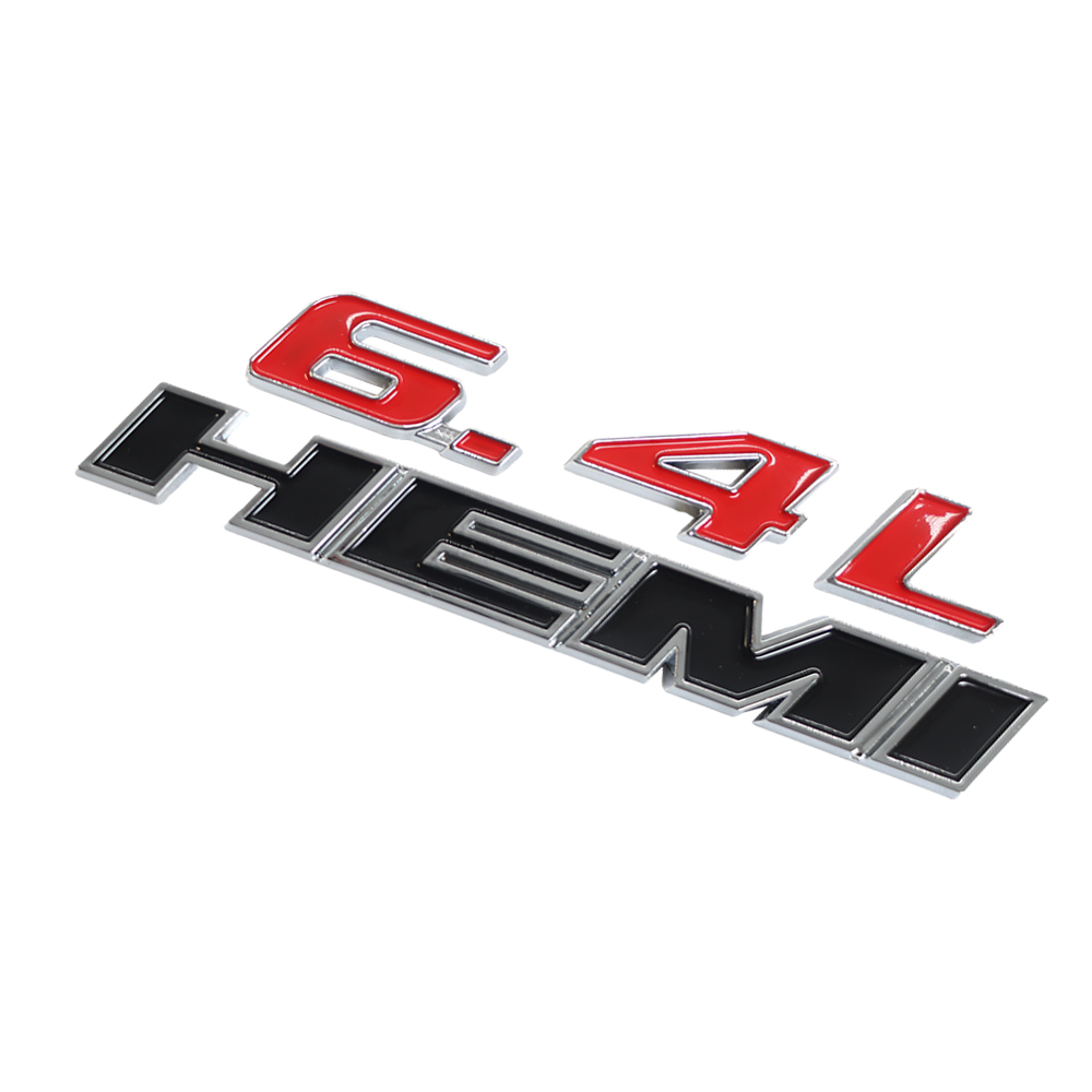 Dodge SRT Charger Challenger Durango 6.4 Hemi Emblems Side Fender Nameplate Badge 3D Stickers Decals Black Chrome Black Red 1PCS