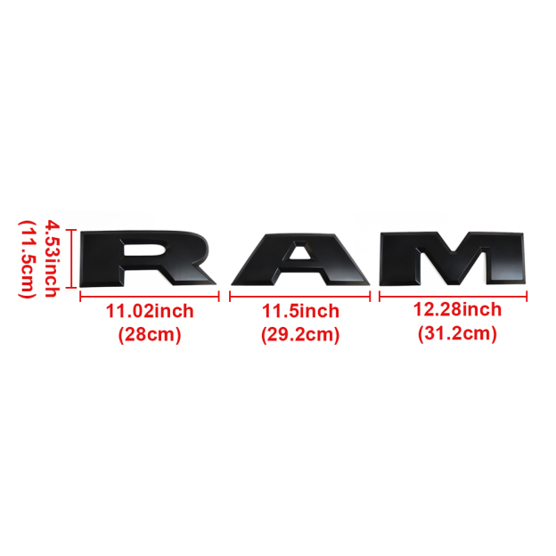 {Large} Dodge RAM 2015-2020 Rear Tailgate Letters Emblem Replacement 3D Trunk Lid Badges Matte Black