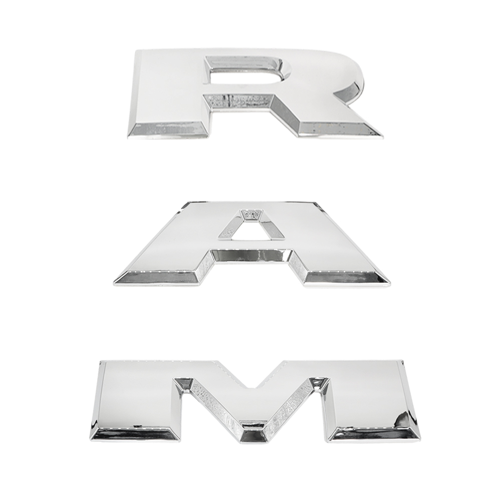 {Large} Dodge RAM 2015-2020 Rear Tailgate Letters Emblems Replacement 3D Trunk Lid Badges Chrome Silver