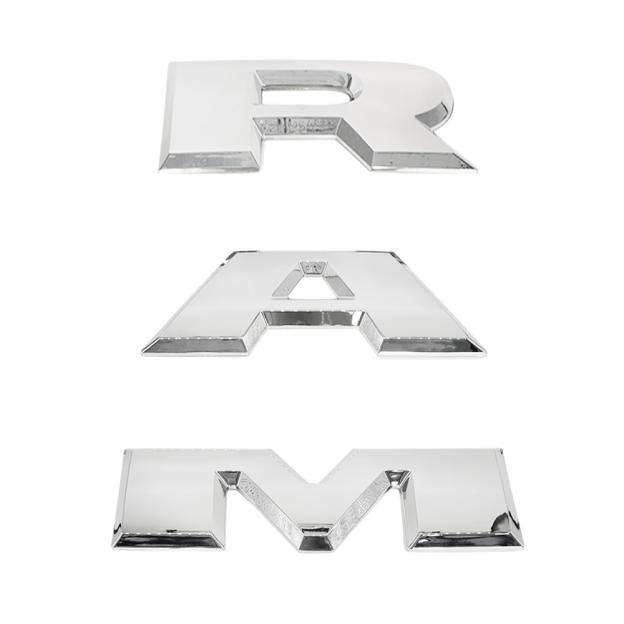 {Large} Dodge RAM 2015-2020 Rear Tailgate Letters Emblems Replacement 3D Trunk Lid Badges Chrome Silver