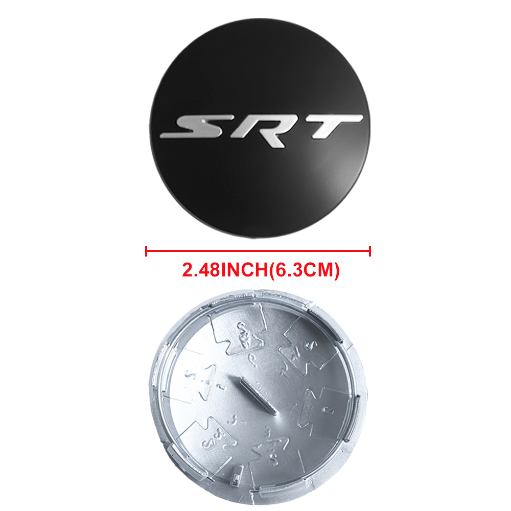 63MM Dodge Charger Challenger SRT Wheel Center Caps SRT 2011-2022 Rim Center Cover Black Silver 4PCS SET 