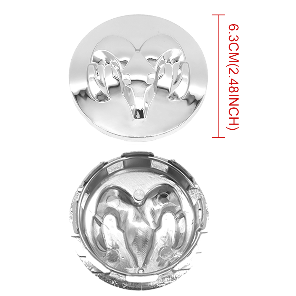 63MM Dodge RAM 1500 2013-2019 Wheel Center Caps Rim Center Hub Cover Chrome Silver 4PCS SET 