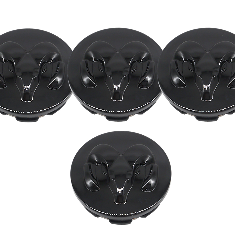 63MM Dodge RAM 1500 2013-2019 Wheel Center Caps Rim Center Hub Cover Gloss Black 4PCS SET 