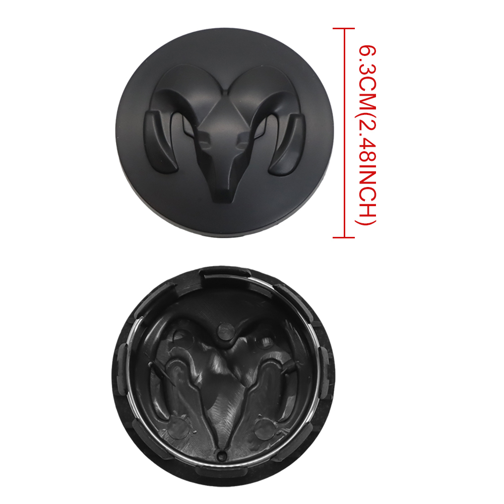 63MM Dodge RAM 1500 2013-2019 Wheel Center Caps Rim Center Hub Cover Matte Black 4PCS SET 