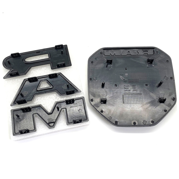 Dodge RAM 1500 2019-2023 Front Grille Emblem & Rear Tailgate Rams Head Emblem ABS 3D Trunk Lid Replacement Badge Matte Black