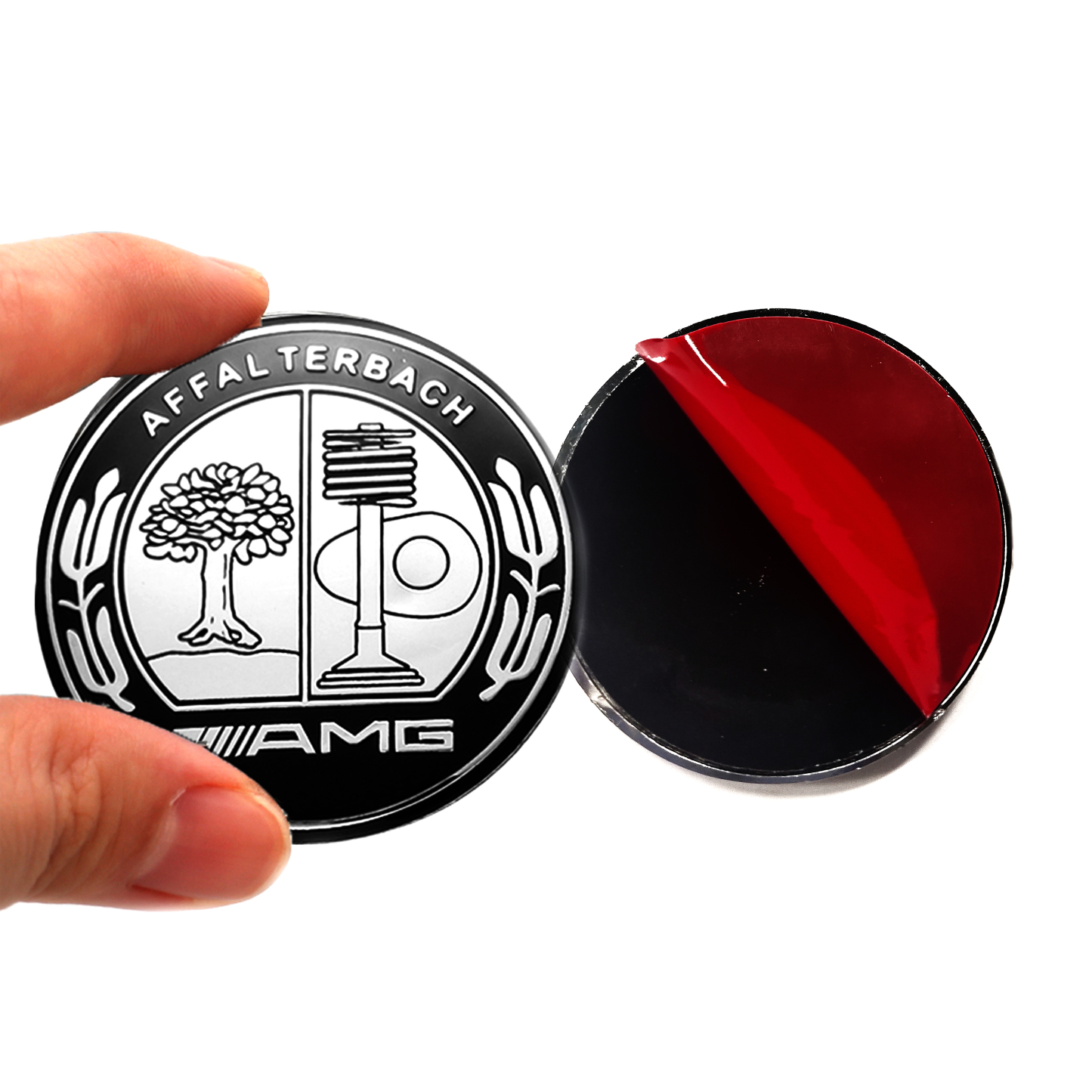 Mercedes Benz Affalterbach AMG Emblem CHROME BLACK Apple Tree Flat 57mm 3D Front Hood Round Badge