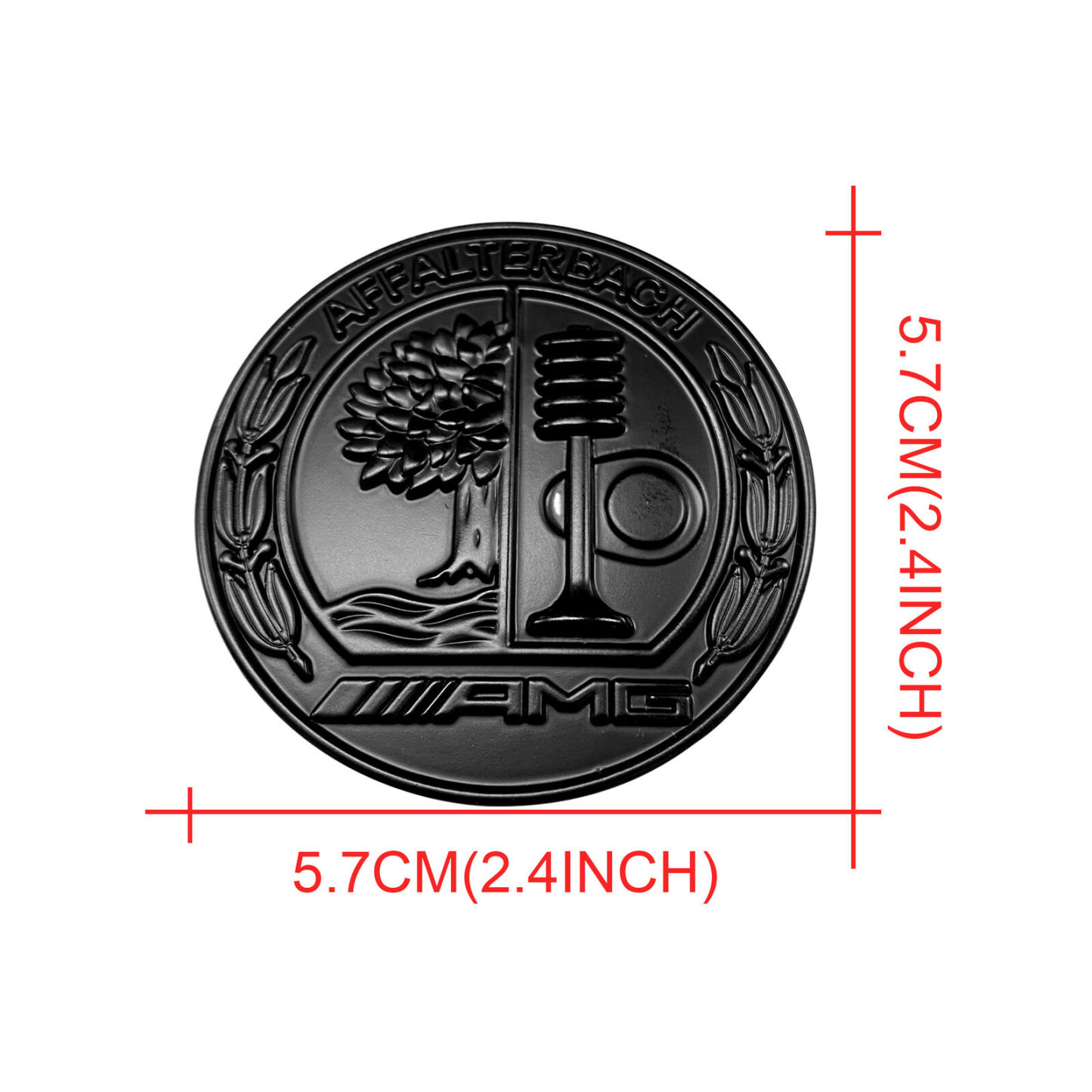 Mercedes Benz Affalterbach AMG Emblem Matte BLACK Apple Tree Flat 57mm 3D Front Hood Round Badge