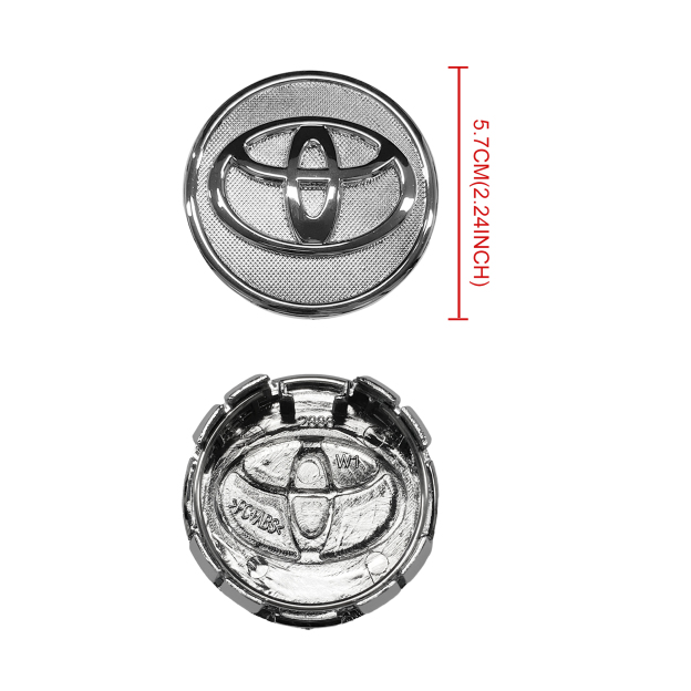SET 4 TOYOTA WHEEL CENTER CAPS 57 MM SILVER/CHROME COROLLA PRIUS YARIS