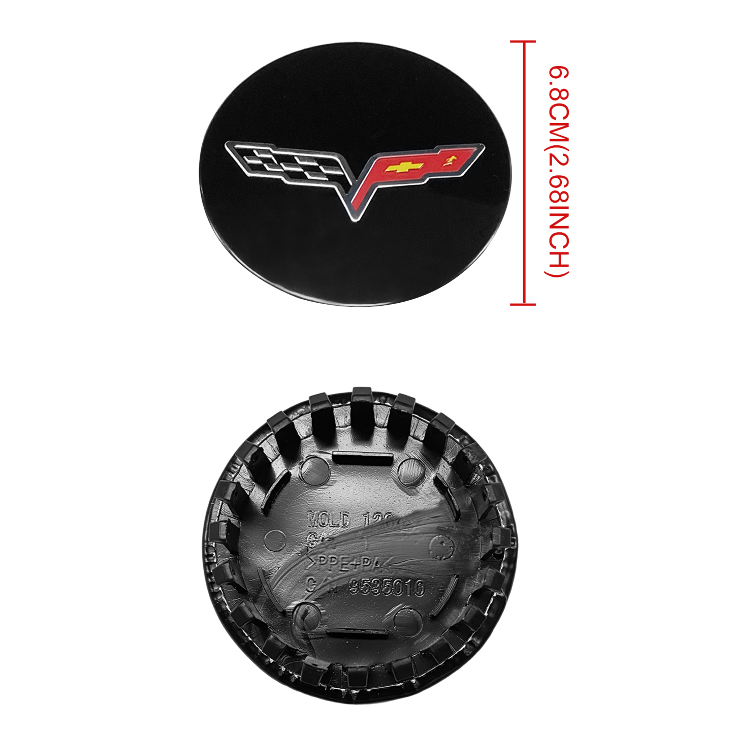 Gloss Black 68mm Wheel Center Cap for Chevrolet Corvette C6 2005-2013 | OE# 9595010