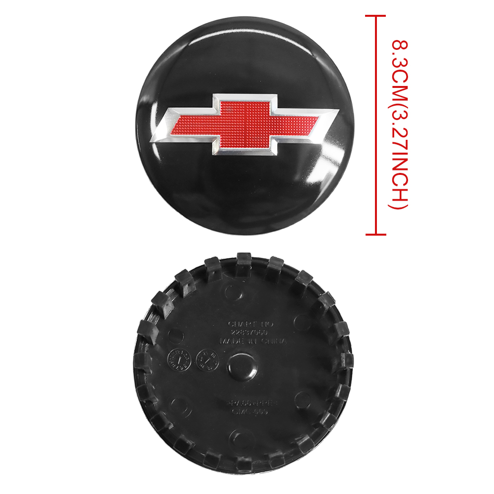 Black & Red 83mm Center Cap for Chevrolet Silverado, Suburban, Tahoe | OE# 22837060