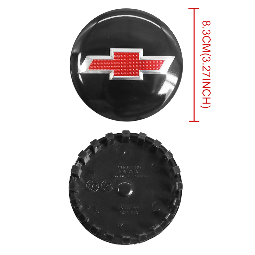 Black & Red 83mm Center Cap for Chevrolet Silverado, Suburban, Tahoe | OE# 22837060