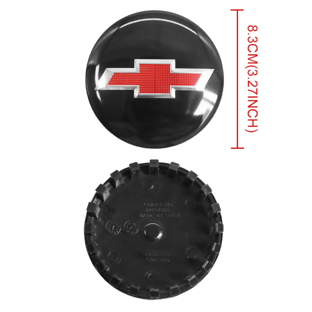 Black & Red 83mm Center Cap for Chevrolet Silverado, Suburban, Tahoe | OE# 22837060