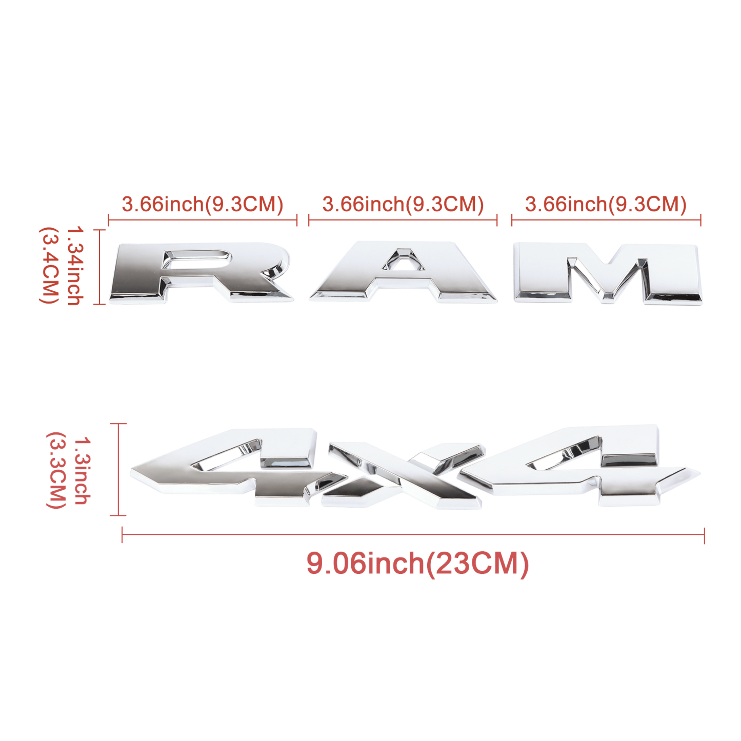 5PCS 2019-2024 Ram 1500 Door / Grille / Tailgate 4x4 Letter Chrome Emblem 68250541AA