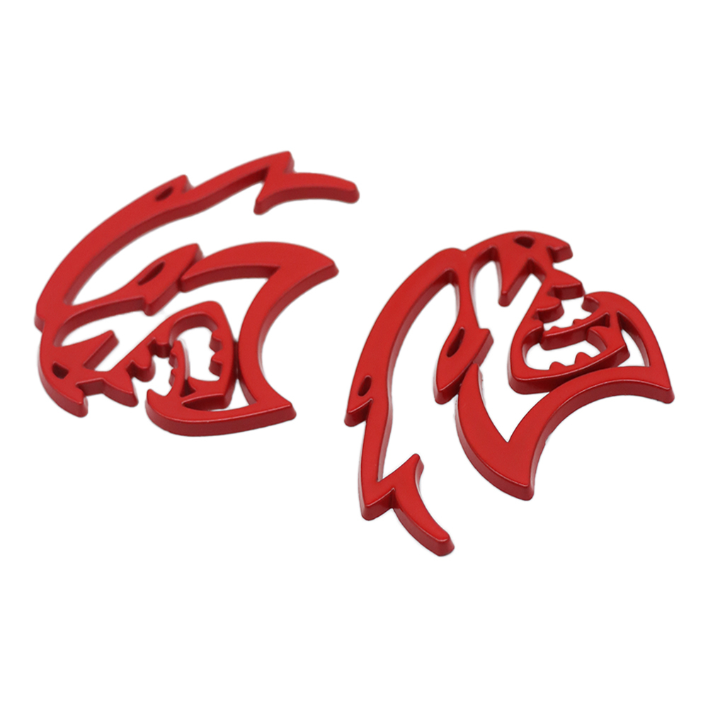 2PCS SRT Hellcat Devil Cat Charger Challenger Durango Side Fender Badge 3D Matte Red Dodge 68394607AB
