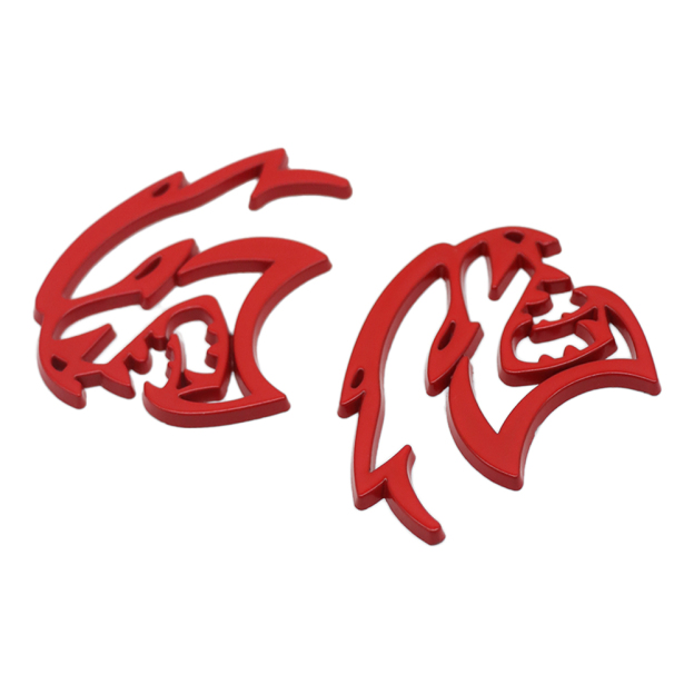 2PCS SRT Hellcat Devil Cat Charger Challenger Durango Side Fender Badge 3D Matte Red Dodge 68394607AB