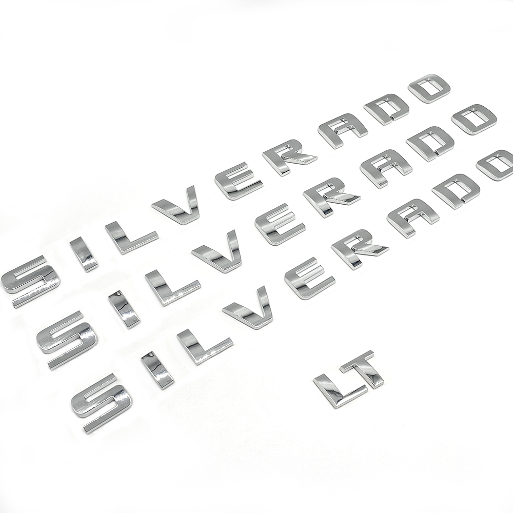 4pcs 2007-2018 Silverado 1500 2500 Plastic Front Rear Door Side Tailgate Letters Chrome Chevrolet