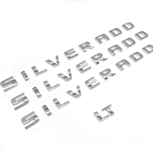 4pcs 2007-2018 Silverado 1500 2500 Plastic Front Rear Door Side Tailgate Letters Chrome Chevrolet