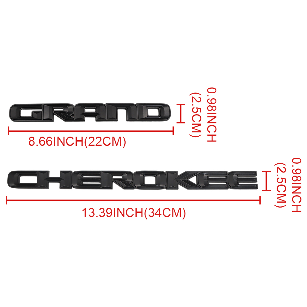 2Pcs 2017-2021 For Grand Cherokee Plastic Letters Matte Black Left Right Side