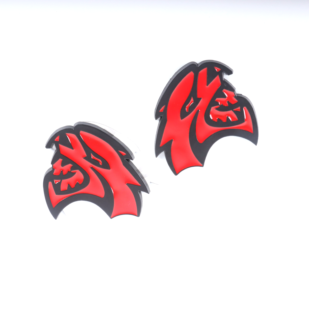 2Pcs 2015-2019 Charger Challenger ABS Hellcat Badge Black Red Dodge Devilcat Decal Nameplate