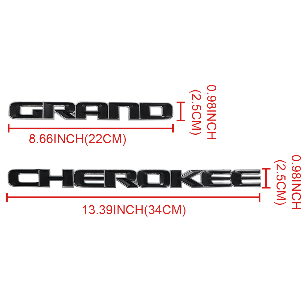 1Pc 2017-2021 Grand Cherokee Plastic Letters Chrome Black Left Right Jeep
