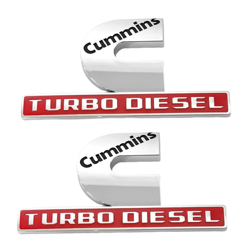 2pcs RAM 2500 3500 Side Fender Cummins Turbo Diesel Badge Left Right Nameplates Silver Red Dodge 68358491AA