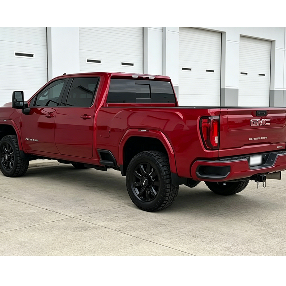 4PCS 2019-2025 Sierra AT4/AT4HD ABS Plastic Overlay Side Door Rear Emblem Matte Black Red GMC 85002068