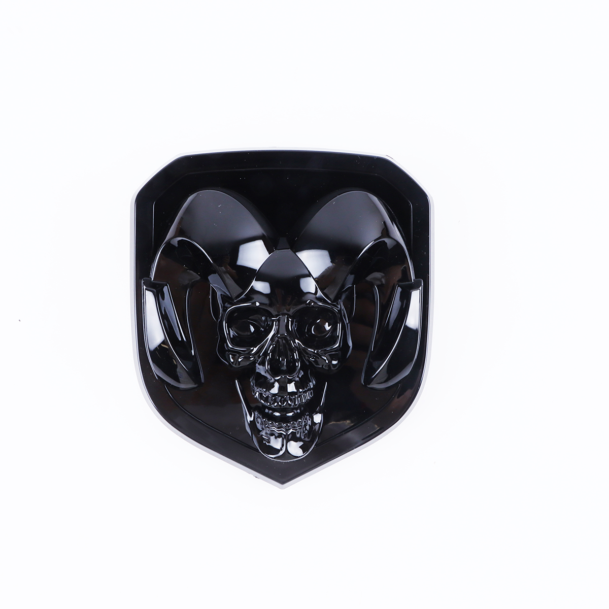 1Pc 2013-2018 Ram 1500 2500 3500 ABS Front Hood Emblem Gloss Black Dodge Ram Skull Head Front Grille Decal