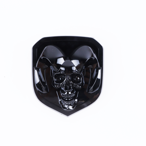1Pc 2013-2018 Ram 1500 2500 3500 ABS Front Hood Emblem Gloss Black Dodge Ram Skull Head Front Grille Decal