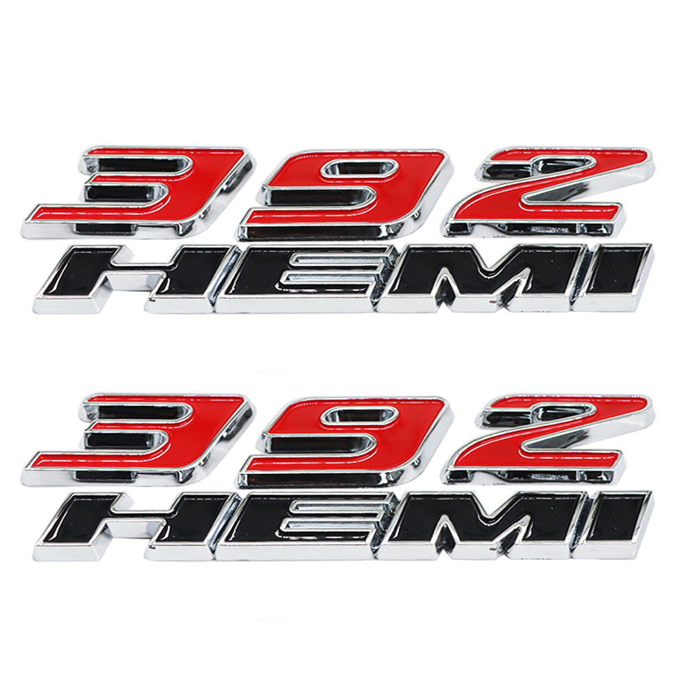 2PCS 392 HEMI SRT Charger Challenger Durango ABS Side Fender Badge 3D Decals Red Black Dodge 68086136AE