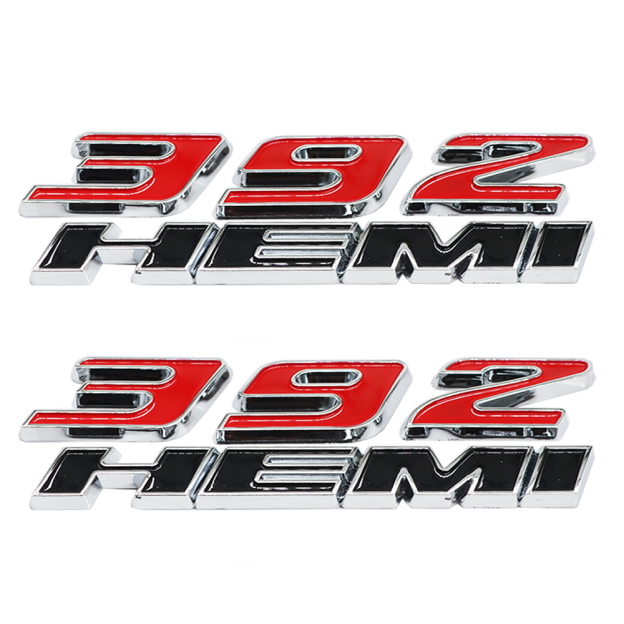 2PCS 392 HEMI SRT Charger Challenger Durango ABS Side Fender Badge 3D Decals Red Black Dodge 68086136AE
