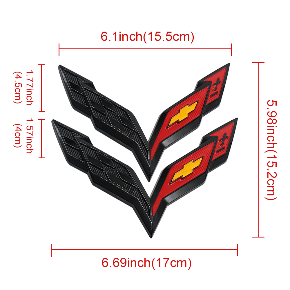 2pcs 2014-2019 C7 Corvette Plastic Front Hood Rear Crossed Flags Badge Black Red Chevrolet 23168616 23168615