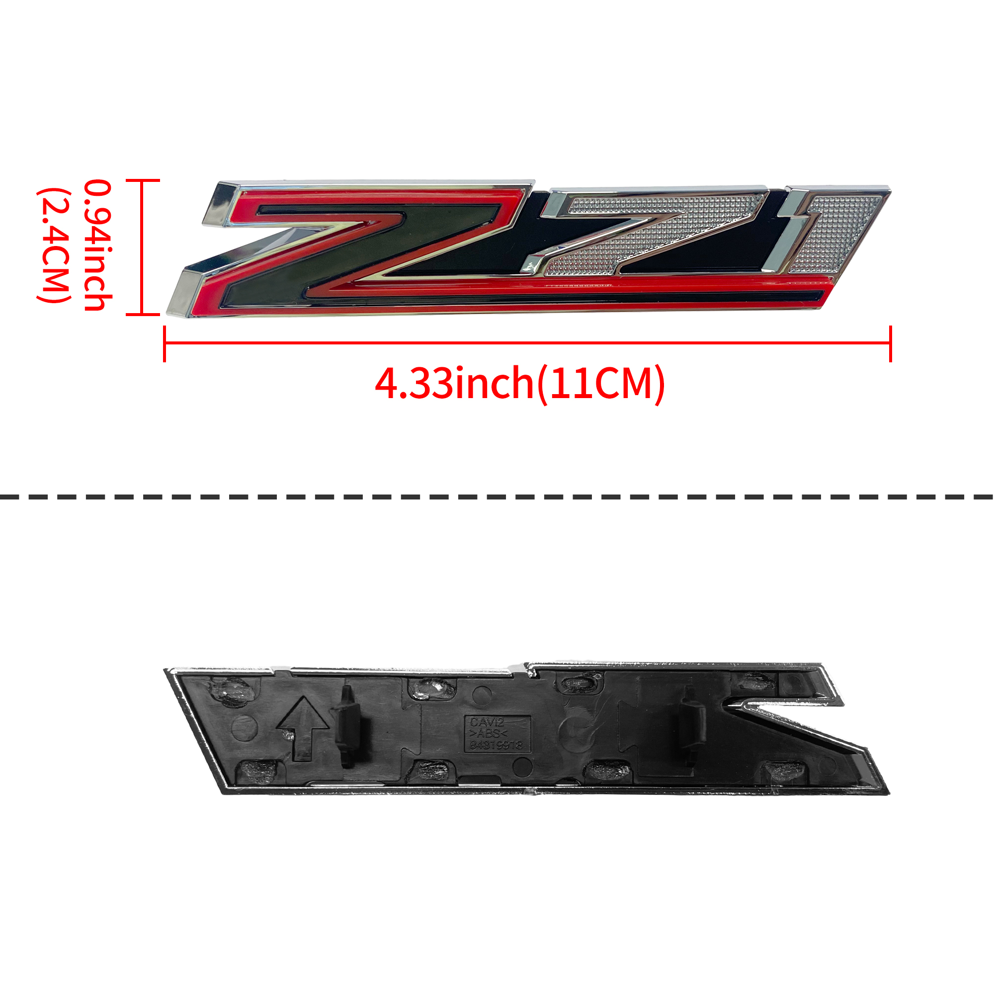 2019-2021 Silverado 1500 Plastic Z71 Front Grille Emblem Red Silver Chevrolet 84384428