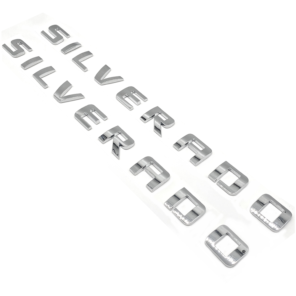 2pcs 2007-2018 Silverado 1500 2500 Plastic Front Rear Door Side Letters Chrome Chevrolet