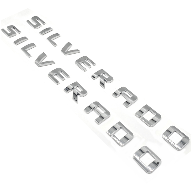 2pcs 2007-2018 Silverado 1500 2500 Plastic Front Rear Door Side Letters Chrome Chevrolet