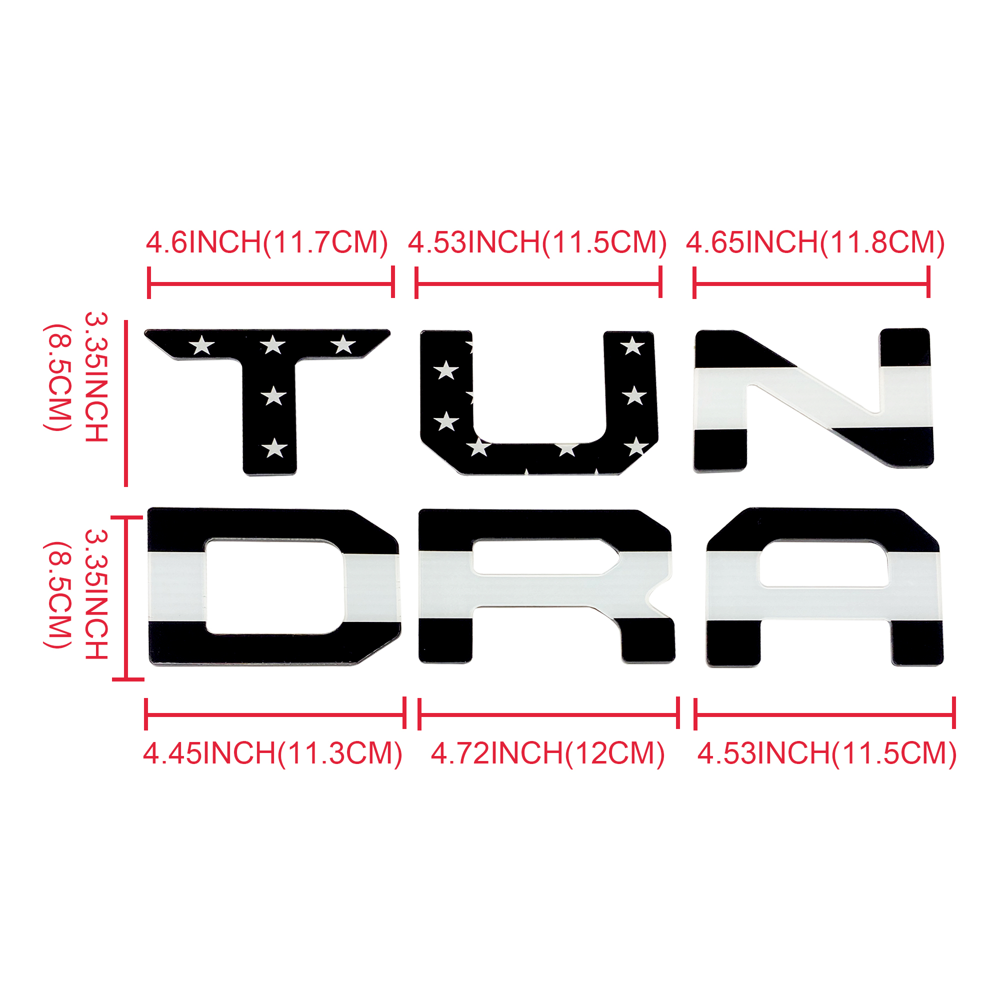 1Pc 2022-2026 Tundra Acylic Rear Trunk Tailgate Letters Black USA Flag Toyota