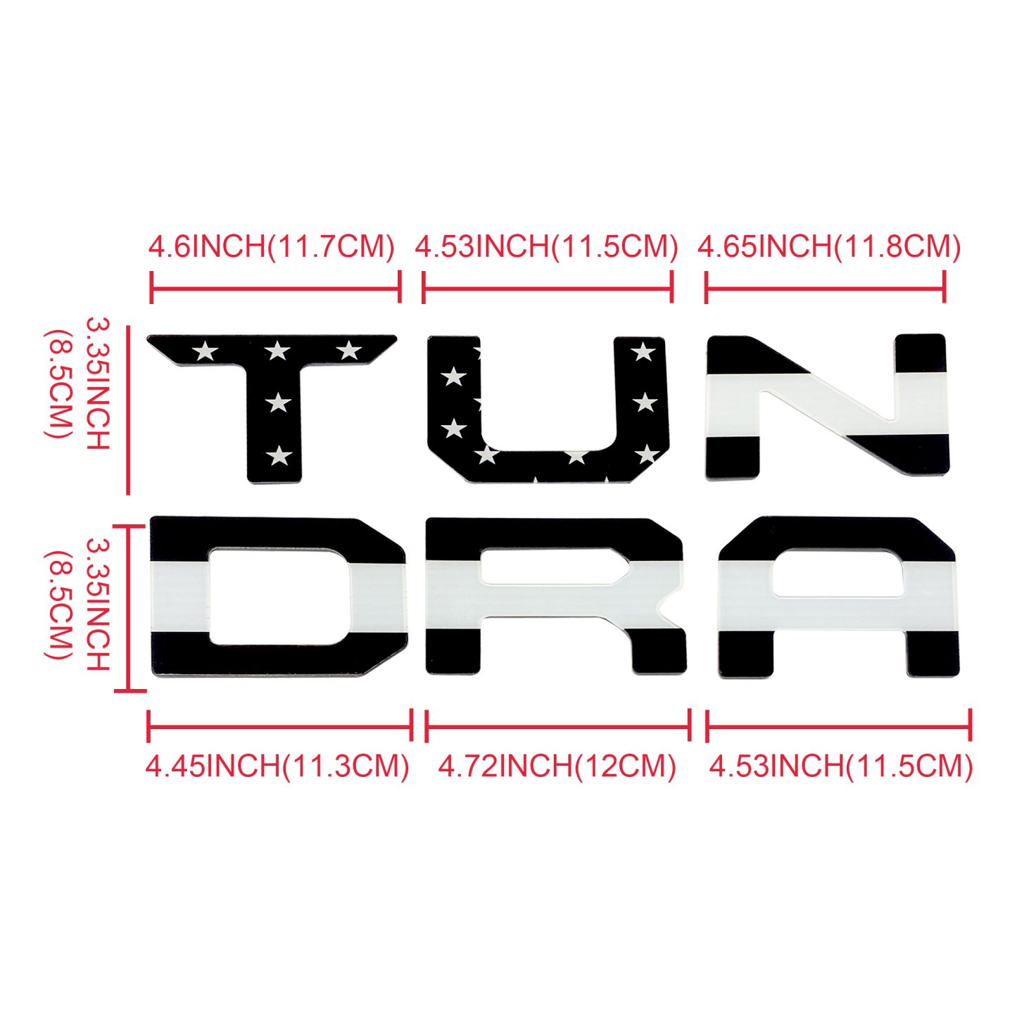 1Pc 2022-2026 Tundra Acylic Rear Trunk Tailgate Letters Black USA Flag Toyota