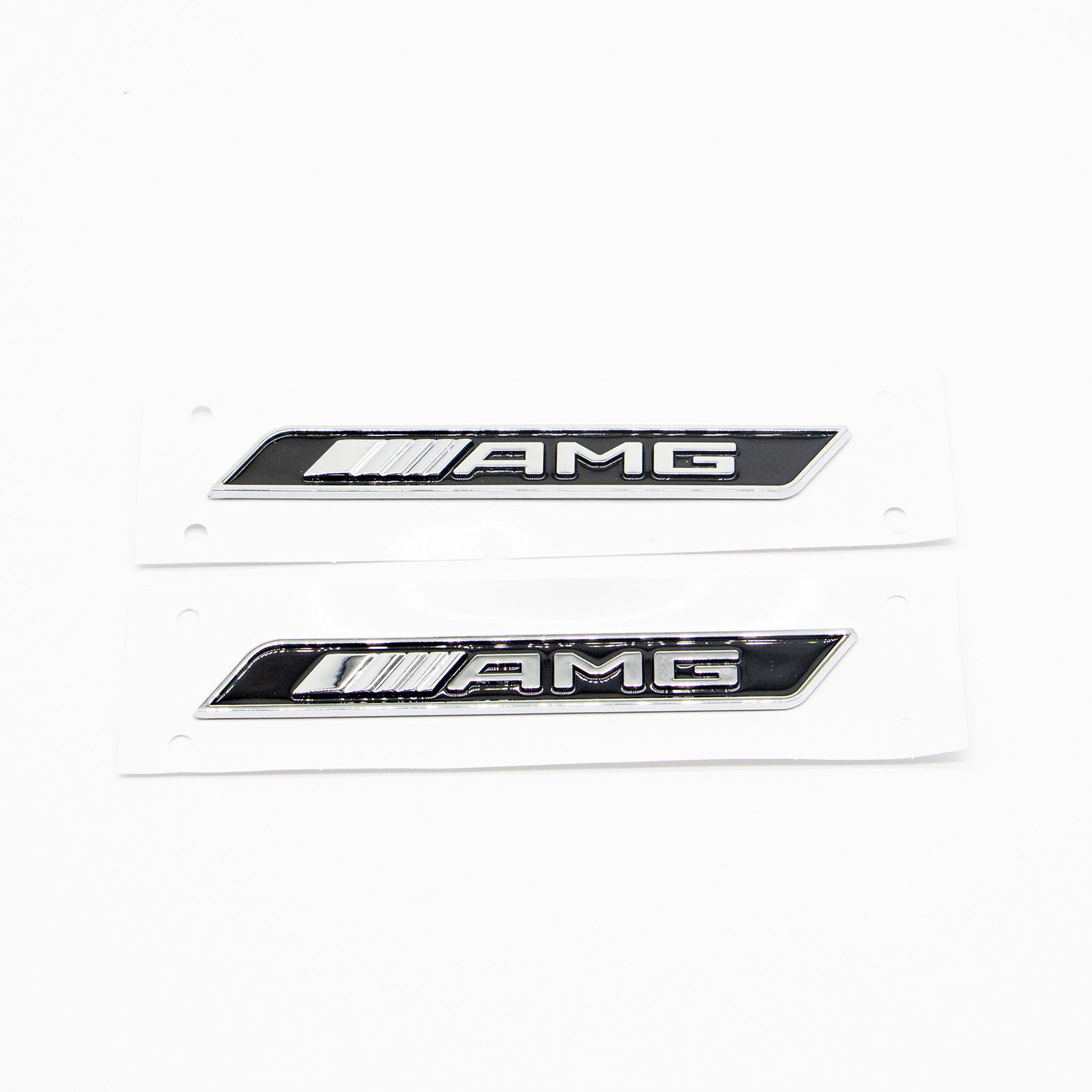 2Pcs AMG Special Edition Badge Side Fender Chrome Black Benz
