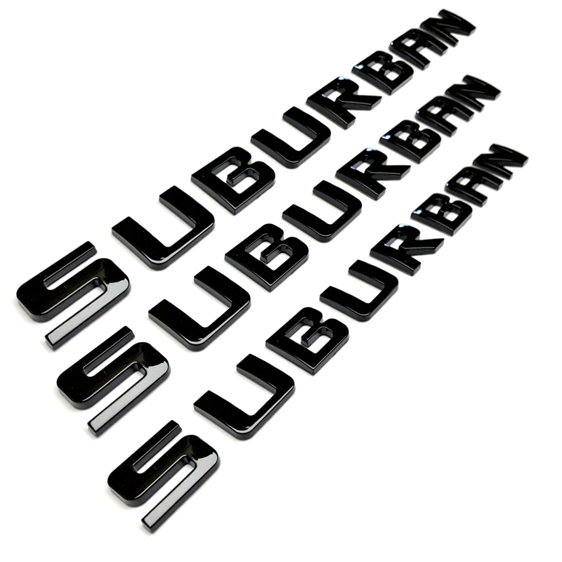3Pcs 2007-2020 Suburban 3500 HD ABS Plastics Letter Gloss Black Chevrolet 