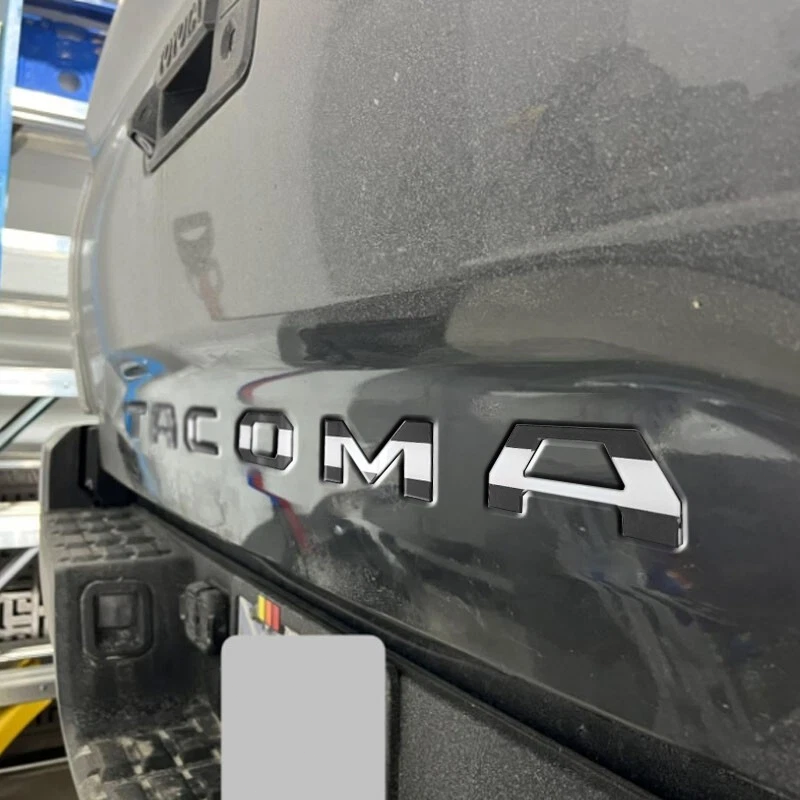 6pcs 2016-2023 Tacoma Abs Plastic Tailgate Letters Gloss Black White Flag Toyota 