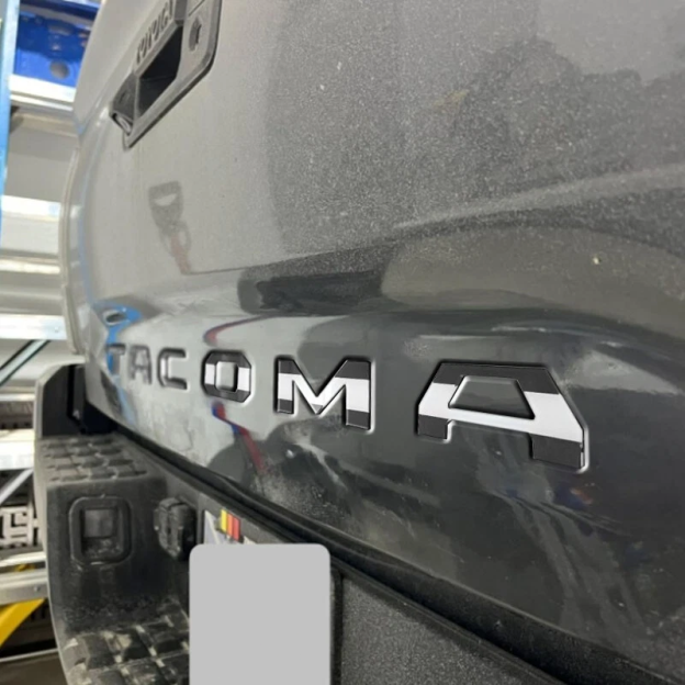6pcs 2016-2023 Tacoma Abs Plastic Tailgate Letters Gloss Black White Flag Toyota 