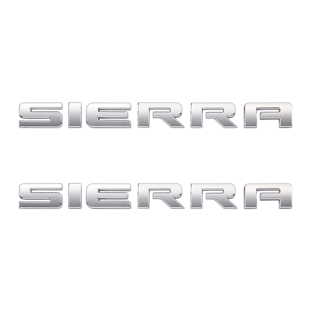 2Pcs 2007-2020 Sierra ABS Plastics Door Side Letter Glossy Silver GMC