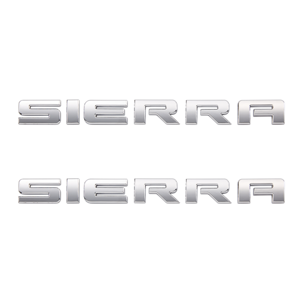 2Pcs 2007-2020 Sierra ABS Plastics Door Side Letter Glossy Silver GMC